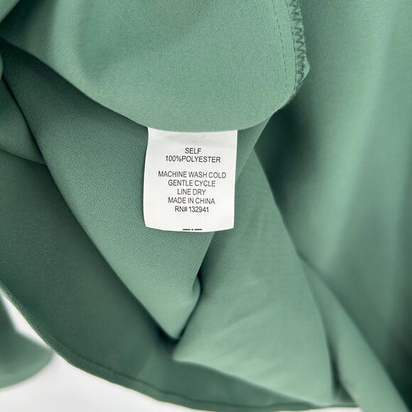 Amanda Uprichard Blouse Sz S NWT Deep Sage Green Wrap Front Long Sleeve Top - Picture 6 of 6